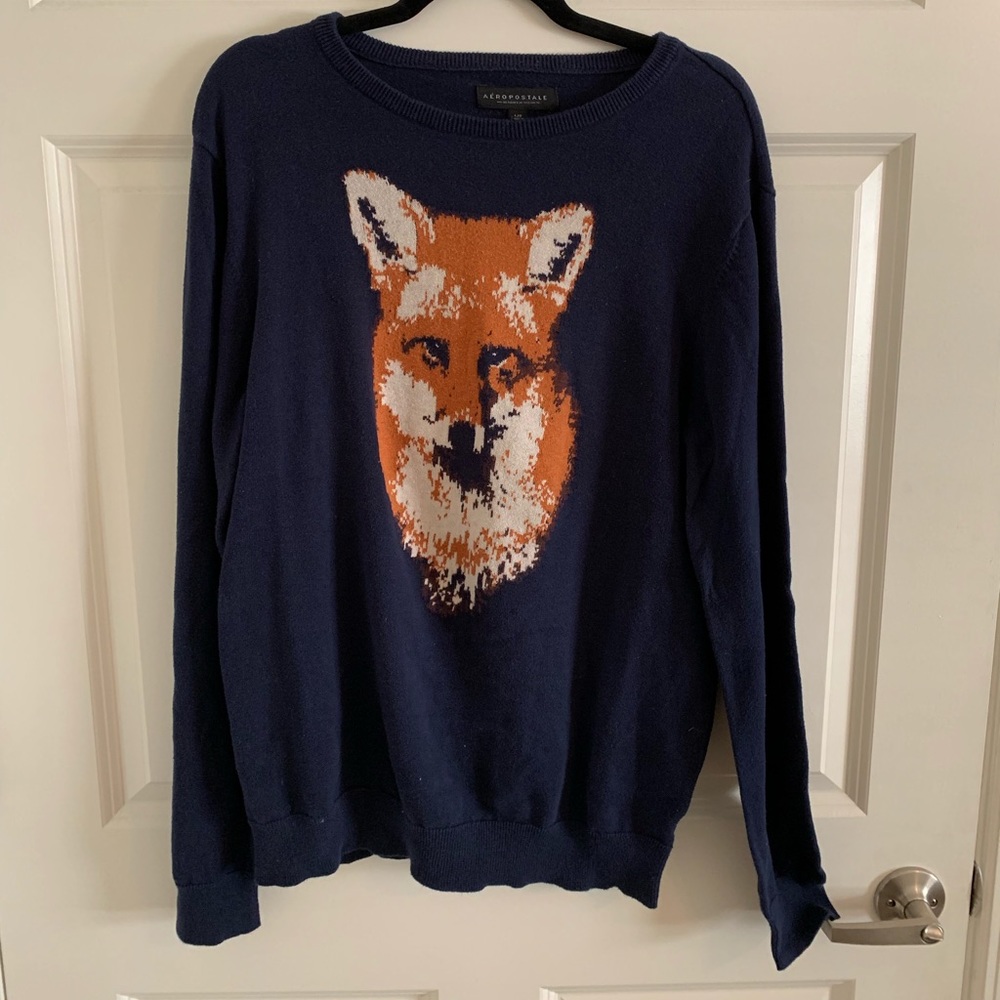 Navy Blue Fox Sweater - Aeropostale